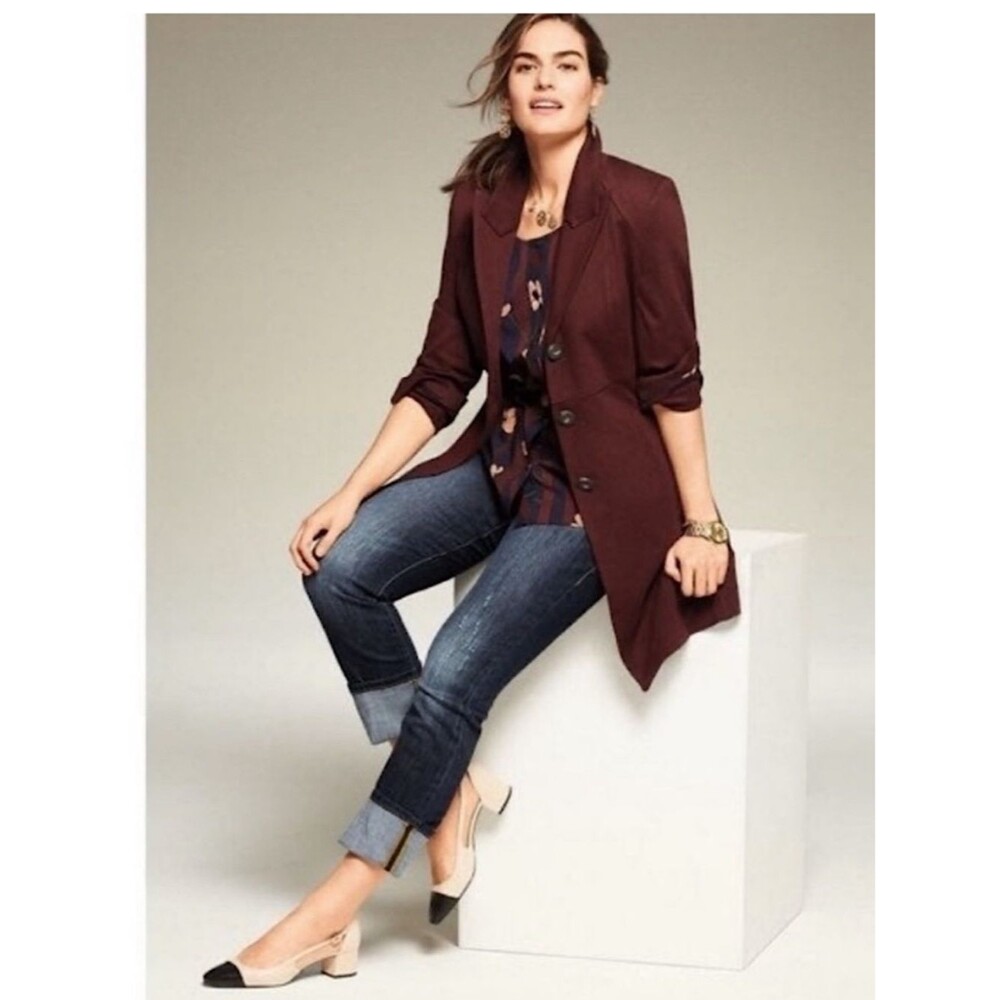CABI Long Boss Jacket and top Style 3545 Burgandy Size MED